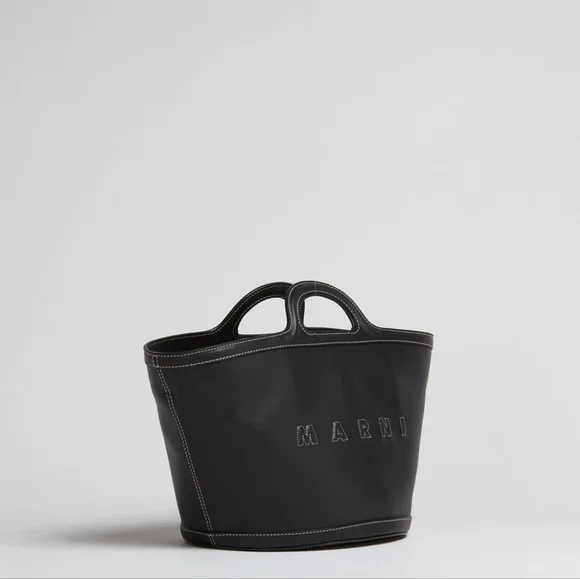 Marni Small Black Leather Tote Handbag NWT - Picture 7 of 8